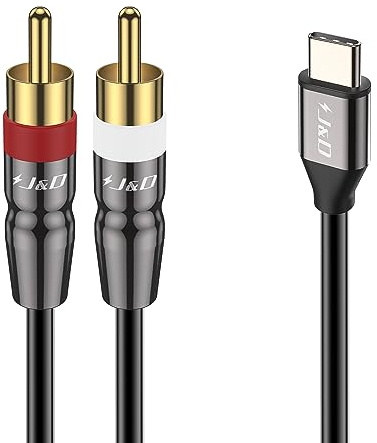 J&D USB C to 2 RCA Cable, USB Type-C to 2RCA Male Audio Stereo Y Splitter Cable Cord Compatible for iPhone 15/16 Series, Google Pixel 9/8/7, MacBook Pro, Tablets, Laptop, 1 Meter
