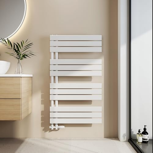 EMKE Badheizkörper Flach 1041x600 mm, Handtuchheizkörper mit Seitenanschluss, Effizienter Handtuchwärmer Handtuchtrockner Heizkörper für Bad, Weiß, 639W
