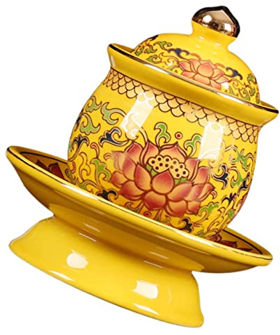 BESTonZON Tazza Ceramica Per Offerte Contenitore Ritualistico Per Buddisti Decorazione Per Templi e Stanze Zen Design Creativo e Lavorazione Fina Stabile e Resistente Coppa Porcellana Di