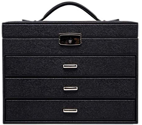 BONOOL Astucci per gioielli Cassettiera per gioielli di grande capacità a 4 strati Portatile con specchio Vetrina per gioielli versatile Portagioie per donna