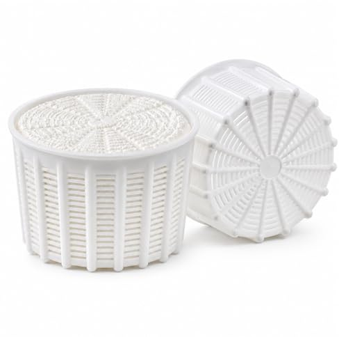 VIRSUS Fuscelle Rotonde per Formaggio KG, capacità 700 Grammi, colore Bianco, Misura 118x76 mm, Contenitori in Polietilene ad alta densità, Stampi per Ricotta, Cacioricotta, Made in Italy (16)