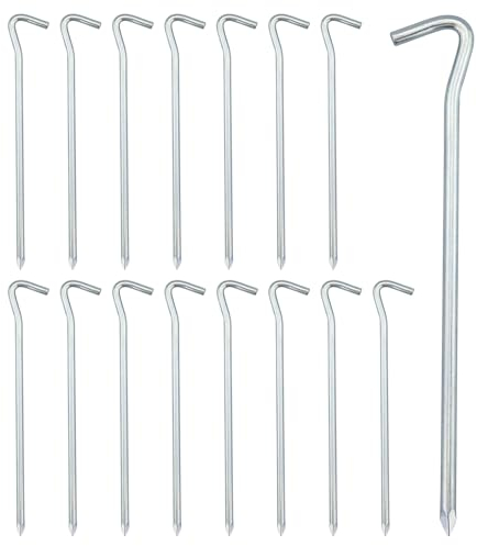 16 Stück Heringe zur Befestigung von Zelt, 18 cm, Heringe, Camping, Aluminium, Zubehör für Zelt, Zelt, für harte Böden – ideal für Garten, Camping, Angeln und Zelte