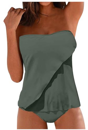 Maillot de bain 2 pièces pour femme, tankini sexy bandeau, effet ventre plat, ensemble de maillots de bain push-up, imprimé à volants, haut de tankini avec maillot de bain, maillots de bain pour la