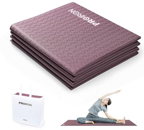 PROIRON Foldable Yoga Mat 4mm, Portable Folding Exercise Mat for Travel, Non Slip Yoga Matt for Women, Excercise Mat for Gym Home, Pilates, Workout, Fitness, Stretching, Lightweight & Small
