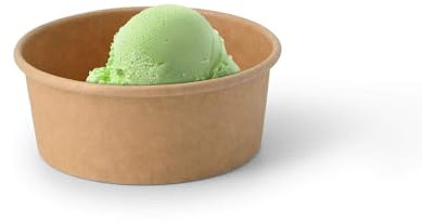 BIOZOYG 50x Eisbecher Pappe 100 ml braun - Einwegbecher plastikfrei und biologisch abbaubar - Dessertschale To-go-Becher