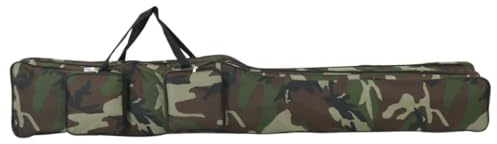 vidaXL Angelrutentasche Grün Tarnfarben 150 cm Oxford-Gewebe, Angeltasche, Tragetasche Angelruten, Fischertasche, Rutentasche, Anglertasche