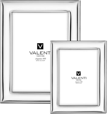 VALENTI & CO. Cornice Portafoto 13x18 cm in Argento Lucido, Ideale come regalo per Matrimonio, Cerimonia o Compleanno