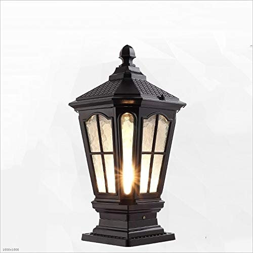 Farol de columna de valla victoriana rústica para exteriores, farol de poste con columnas de piedra de vidrio transparente biselado, decoración de paisaje, patio, villa, lámpara de mesa de calle, bola