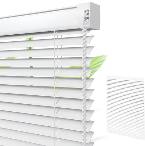 Genérico Persiana Veneciana De Aluminio, Estores Venecianas Horizontales De Interior Láminas De 2.5 Cm, Montaje En Pared Y Techo, Todas Las Piezas De Montaje Incluidas(Blanca,80 Ancho x 80 Alto cm)