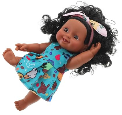 BESPORTBLE Poupée Bébé Réaliste Noire 18 Cm en Vinyle Souple avec Cheveux Bouclés Articulée pour Jeux Et Décoration Intérieure Modèle Fille Portable
