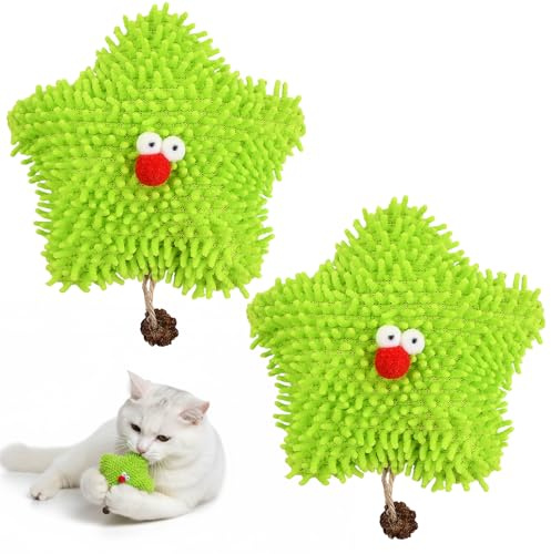 Aohyue 2 Piezas Juguetes con Hierba Gatera, Juguetes para Gatos con Forma de Estrella de Mar, Juguete Interactivos para Gatos, Suaves y Duraderos, para el Cuidado Dental y para Promover el Ejercicio