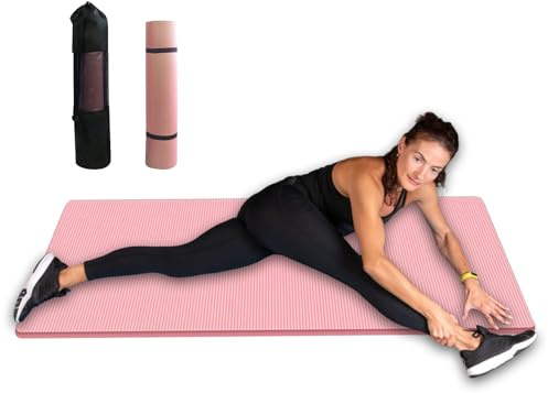 Estera de yoga gruesa: estera de ejercicios para gimnasio en casa de 15 mm, almohadilla acolchada estable, capa de espuma de alta densidad, de almacenamiento y fácil de transportar | Par
