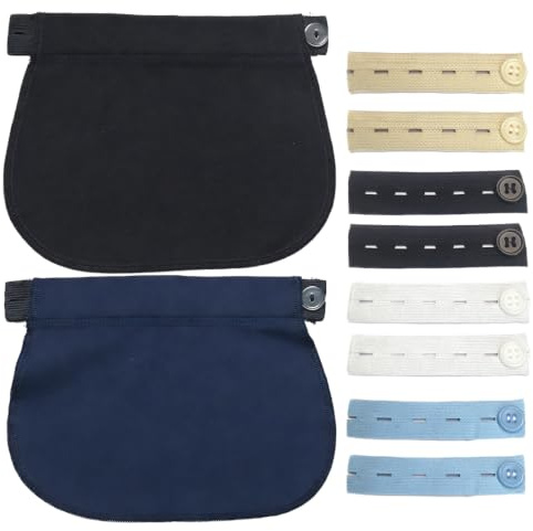 10 Pièces femme enceinte, Extenseur Pantalon Ajustables pour Femmes Enceintes, Extensions de Bouton Pantalon élastique de Maternité, Elargisseur Pantalon Réglable, Extension de Ceinture Réglable