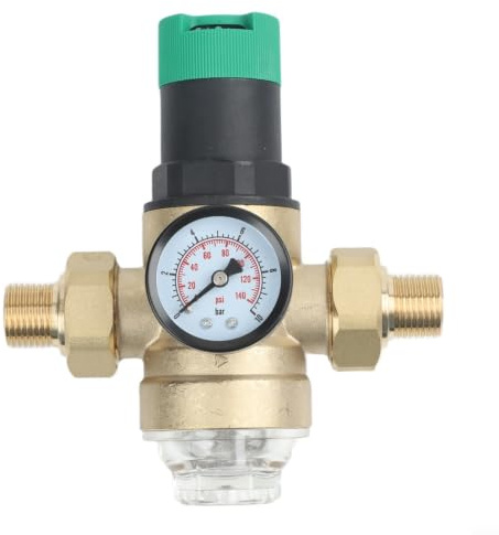 Riduttore di pressione in ottone per Honeywell con manometro e filtro, regolatore di pressione dell'acqua DN20, filtro di ricambio incluso, 210 x 130 x 100 mm (1/2)