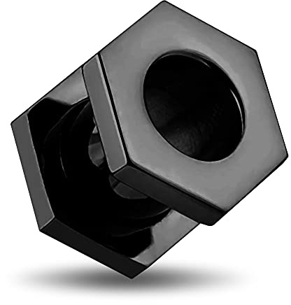 Monster Piercing Calibre 0 – 8 mm hexagonal negro anodizado 316L acero quirúrgico calibre de ajuste de tornillo para túnel de la carne Piercing joyería