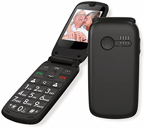 ROXX Seniorenhandy Grosstastentelefon Handy Klapphandy Telefon ohne Vertrag MP 400 vertragsfrei schwarz 64MB