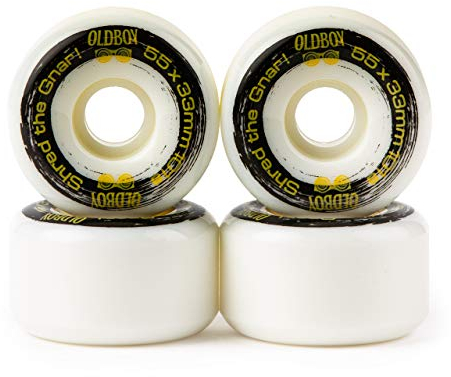 Oldboy Skateboard-Rollen (55 x 33 mm) mit 80 % Rebound-Trick-Formel Urethan und 102 A Härte, ausbalanciert Griffigkeit und Geschwindigkeit für bessere Freestyle-Skating