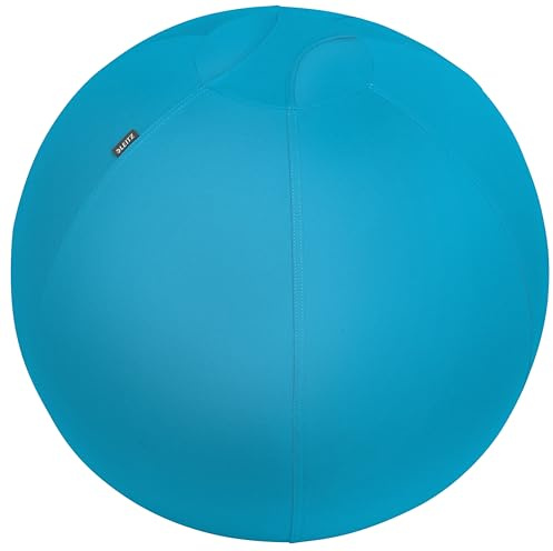Leitz Ergo Cosy Active Palla da seduta dal Design Ergonomico con Rivestimento in Tessuto, Sfera Interna, Pompa ad Aria Manuale e 2 Tappi, 650 mm x 650 mm x 650 mm - Blu Calmo