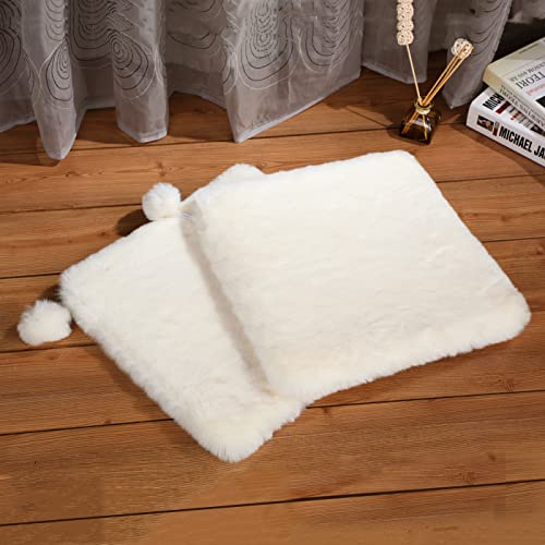 SHENGOCASE 2-Pack 10.6x10.6 Square Faux Rabbit Fur Cat Dog Bed Cushion Pad Mat, Cat Tree Tower Replacement Cushion Pad for Window Perch Carrier House Cage Crate Kennel Furniture