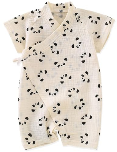 Japanese Kimono Baby Thobe Cotton Infant Linen Romper 12 Months Panda