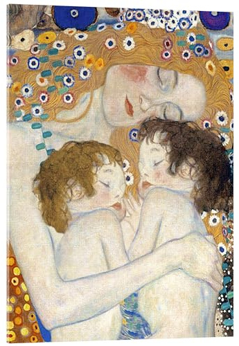 Mother and Twins I Akrylglastavla av Gustav Klimt 50 x 70 cm Tavlor Väggdekoration