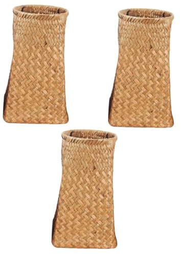 Milisten 3St Blumenkorb aus Stroh Blumenvase Home Decor Sea Grass Basket Handmade Flower Basket steckvase handgefertigte Vasen Gewebte Vase deko Links Weben schmücken Blumengefäß Protokoll