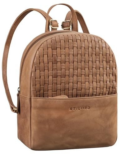 STILORD 'Lavinia' Vintage Rucksackhandtasche Leder Damen Daypack Rucksack Kleiner Lederrucksack Cityrucksack für Ausgehen Shopping Tagesrucksack S Echtleder, Farbe:taranto - braun