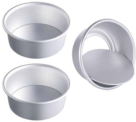 Molde redondo de 4 pulgadas para hornear, paquete de 3 moldes antiadherentes de aluminio profundo con parte inferior extraíble, juego de utensilios para hornear pasteles de capas, ideal para