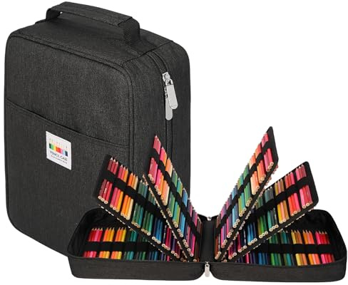 JAKAGO Estuche grande XXL con 270 ranuras para guardar lápices, estuche impermeable para lápices de acuarela, marcadores y bolígrafos de gel, Negro, xxl, Estuche para lápices