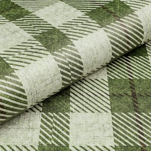 Livelynine Papier Peint Adhesif Mural Motif Vert Damier Papier Peint Autocollant Mural Chambre Salon Motif Carreaux Campagne Chic Vinyle Adhesif Meuble Cuisine Vert Armoire Placard Penderie 44.5CMx2M
