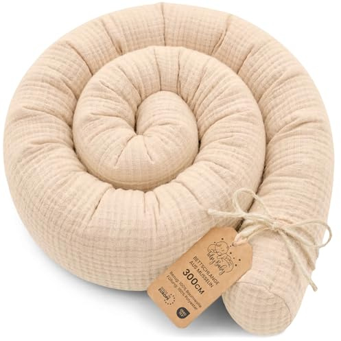 Kroppskudde Side Sleeper säng orm 300 cm Långkudde Rullkudde Sovkudde Nackrulle Sängkudde Mjuk Ergonomisk Tvättbart Överdrag Andningsbar Oeko-Tex Ljusbeige Musselin