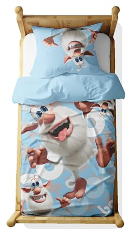 Booba Biancheria da letto 100 x 135 cm, 100% cotone, per bambini, con federa 40 x 60 cm, design ufficiale, traspirante e delicato sulla pelle, ragazzi e ragazze