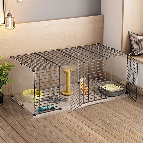 HJMMWT inomhus Kattbur Lekhaga Kattkennel Katthägnad Kattlägenhet Avtagbar metall Kattkennlar Kattlåda Hundlåda Illerbur Råttbur Kattunge Lekhage - För små ani,147X75X47CM(1)