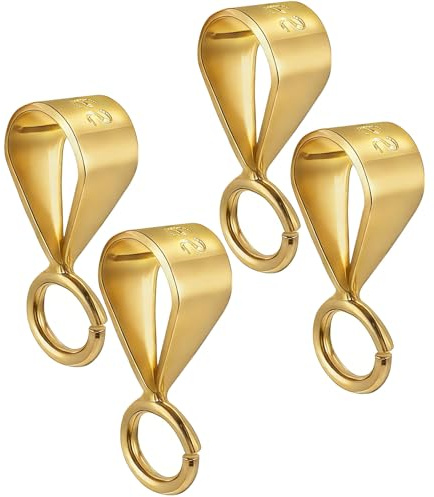 4 Piezas Colgante Conector Enganche, Perlas y Piedras Preciosas (D-4) | Mcierres Deslizantes de Plata de Ley 925 para Joyas, Clip de Cierre de Colgante, Adecuado para Collares, Colgantes