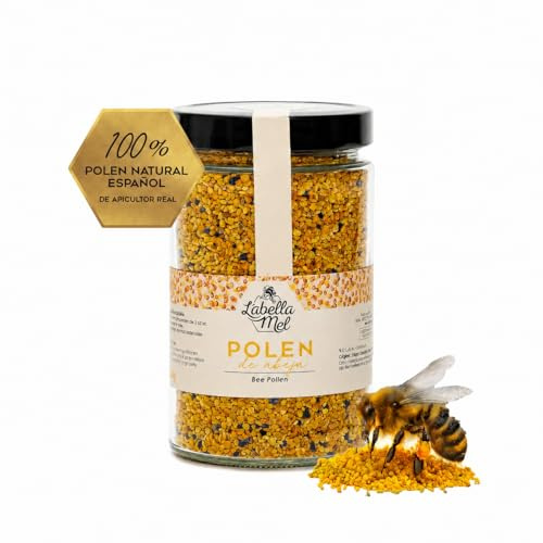 Polen de abeja natural de 450 g, sin procesar, fuente de energía y vitalidad. Polen de abeja crudo con vitaminas y minerales esenciales, perfecto para desayunos, batidos o yogures saludables.