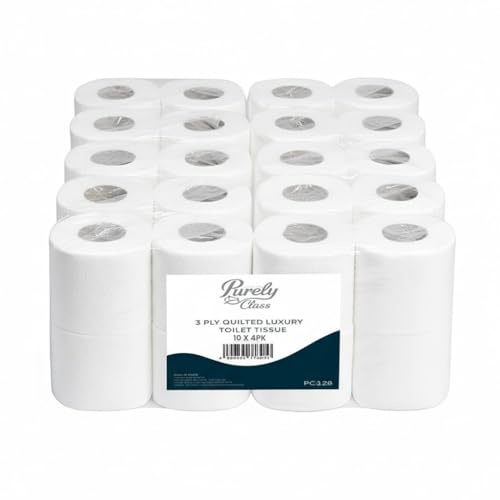 Blake & White Purely Class 3 Ply Luxury Toilet Rolls 40 Pack - Highly Absorbent Soft Quilted Toilet Paper for Home and Leisure Centres - Ultra Durable Tissue Roll of 170 Sheets