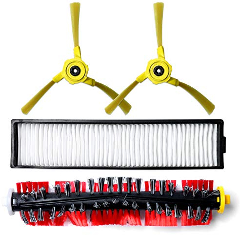 Reemplazo de filtro, cepillo para LG Hom Bot VR6270LVM VR65710 VR6260LVM Series Robot Aspiradoras Piezas de repuesto, 1 filter+1 central roller brush+2 side brushes