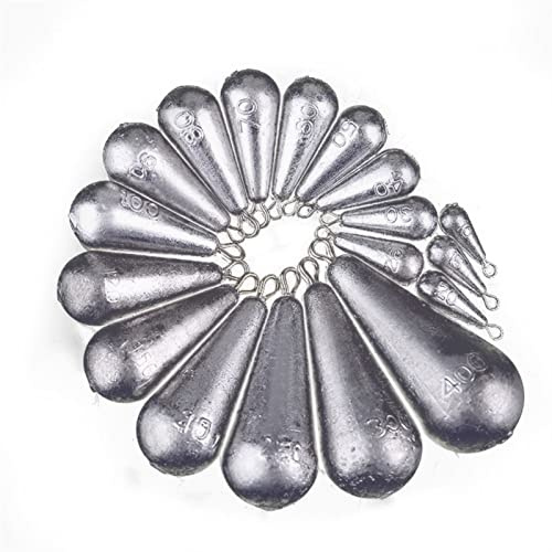 LINFFSTR Plomb de pêche Lourd 150g 200g 250g 300g 400g 500g Forme de Goutte de Pluie Poids de pêche en mer Poids de Ligne de pêche en Eau Douce en Eau salée pour Bar Truite marigane Silure, 500g-2pcs