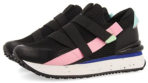 Sneakers Negras Tipo calcetín con Cintas para Mujer tole