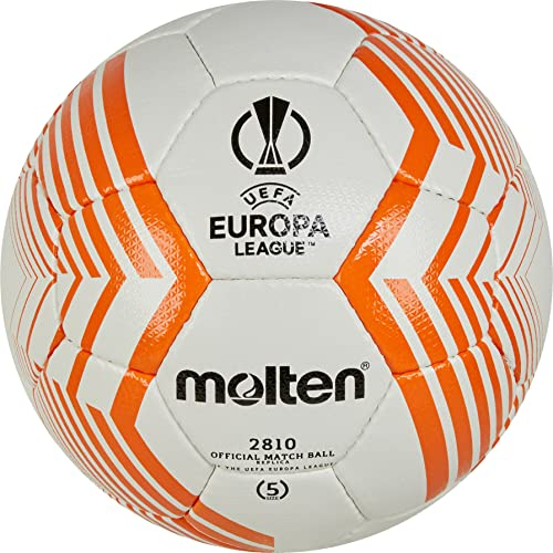 Molten FU2810 Fußball, empfohlener UEFA Europa League Ball, Saison 2022/23, strukturiertes PU-Leder, Größe 5, Orange