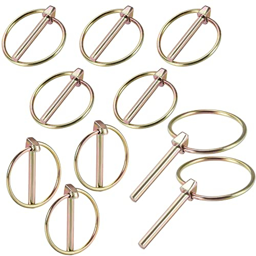 Pasador con Anillo de Seguridad, 10 Piezas 4,5mm x 40mm Remolque Pasadores, Pasadores Tractor Galvanizado, para remolques, tractores, vehículos agrícolas