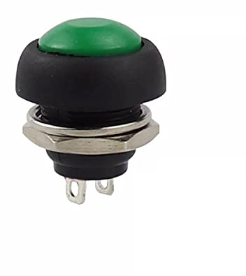 Pulsante rotondo, 12 mm, interruttore a pressione fai da te, AC 1,5 A/230 V, 12 V, interruttore non istantaneo, colore: verde