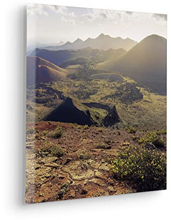 Komar Stretcher Frame Picture in Real Wood Frame Coloured Earth Size 40 x 40 cm Landscape Motif Living Room Bedroom