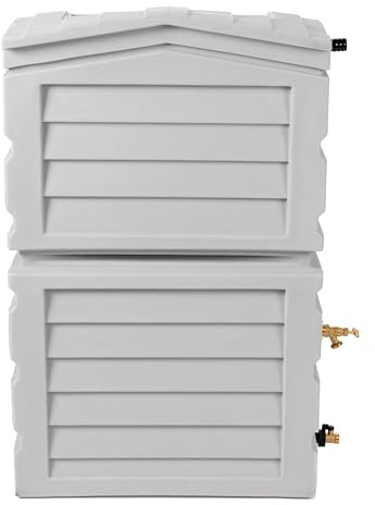 RTS Home Accents - Colector de cobertizos de polietileno para agua de lluvia, 25 galones, gris pizarra