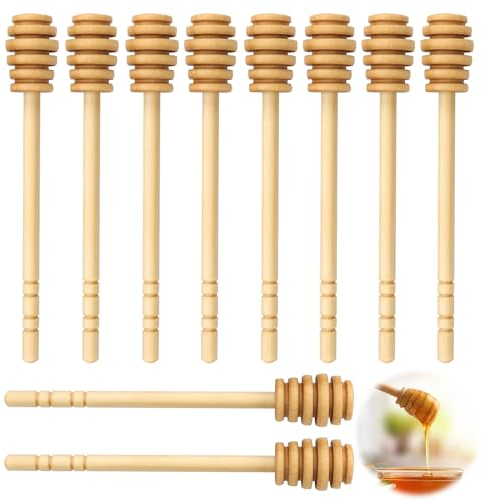 FINELYCR 10 Stück Honiglöffel Holz, 16 cm Honiglöffel aus Holz, Honig Löffel, Honey Spoon, Sicher und Geruchlos, für Hochzeiten, Geburtstage, Babypartys, Weihnachtsfeiern