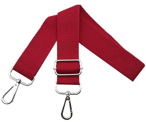 Taschengurte zum Wechseln Schultergurt Tasche - Taschengurt Verstellbar Breit 3.8cm mit Silber Karabiner, Tragegurt für Handtaschen Damen Taschenband, Umhängegurt Taschen, Rot, Q3