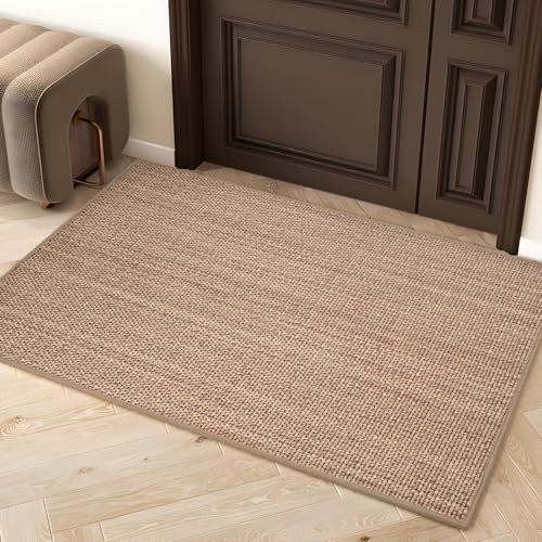 alfombrar Alfombra de Cocina Lavable 60 x 90 cm, Tejida de Goma Antideslizante y Resistente al Desgaste (Beige), Alfombra de Salón de Yute