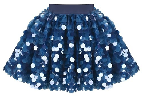 Girls Skirt Navy Blue Sparkly Sequin Tutu Tulle Party Stage Festival Size 9-10