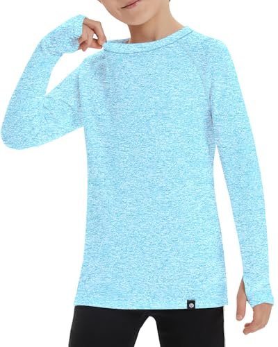 Soneven T-shirt thermique à manches longues pour garçons et enfants - Pull à manches longues pour adolescentes et filles - Avec trou pour le pouce - T-shirt de sport - Sous-vêtements thermiques - Haut