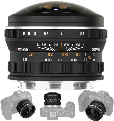 AstrHori 6 mm F2.8 fullformat-cirkulär fiskögonobjektiv, ultravidvinkel 220°, kreativt objektiv med manuellt fokus för fotografering och video, för E-/L/RF-/Z-Mount (EOS RF Mount)